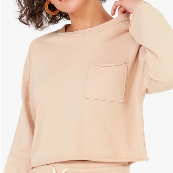 MATE the Label Tops - CHARCOAL Organic Terry Crop Pocket Sweatshirt